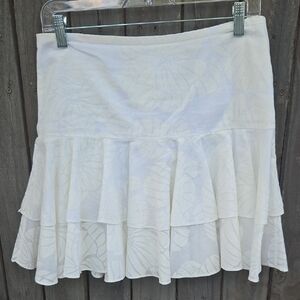 Vintage Lilly Pulitzer Cream Ruffled Skater Mini Skirt